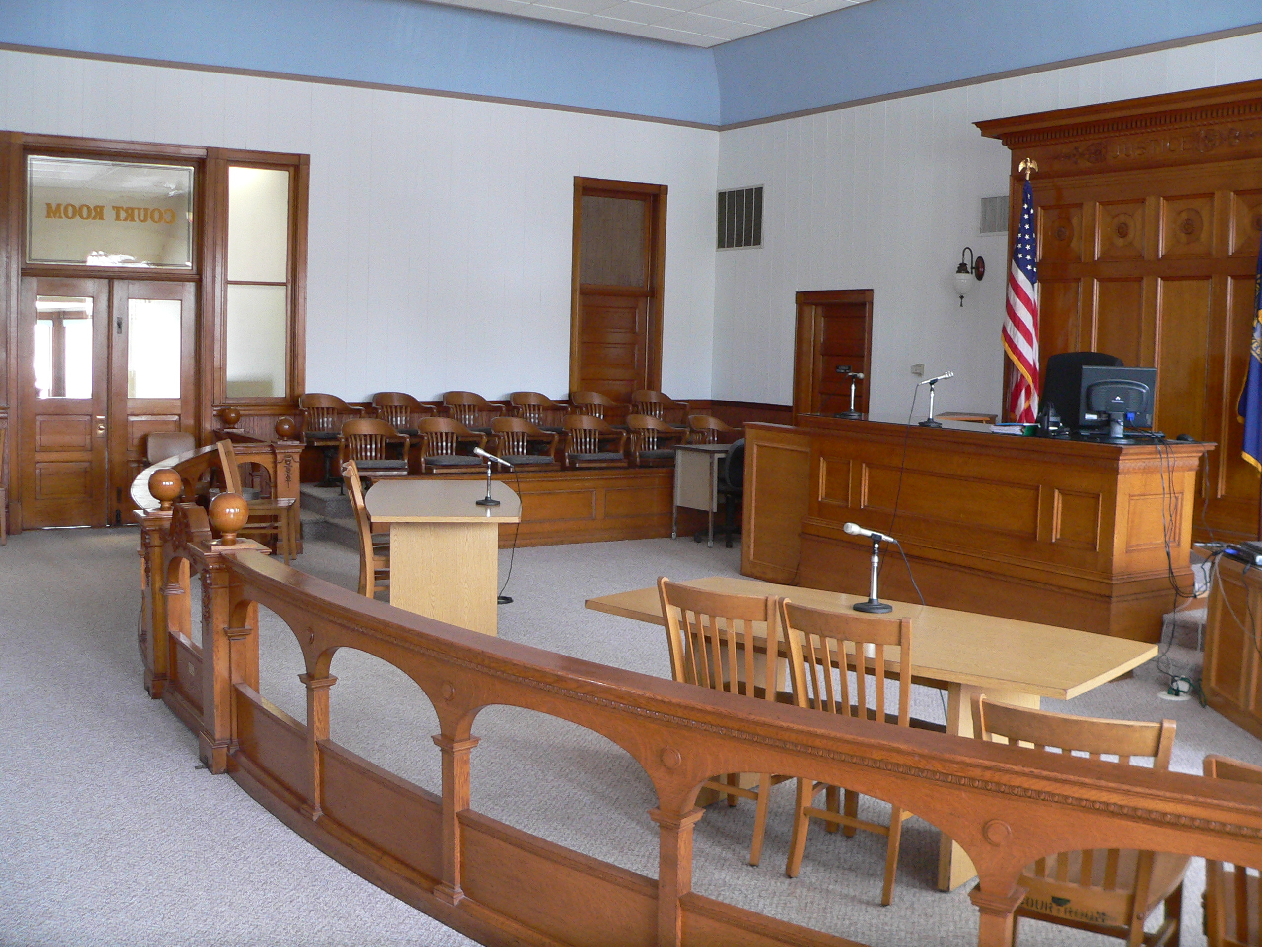 Immigration courtroom interior for cancellation of removal case analysis